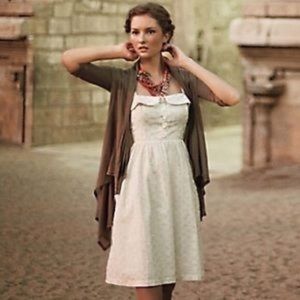 Maeve Anthropologie Gold Polka Dot Dress with Pockets Cream 10